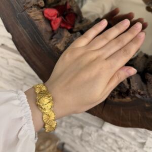 Örgülü Altın Kaplama Gümüş Es Model Bayan Bileziği