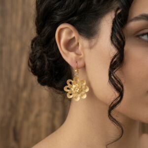 Telkari Motifli Altın Kaplama Gümüş Fizyon Küpe