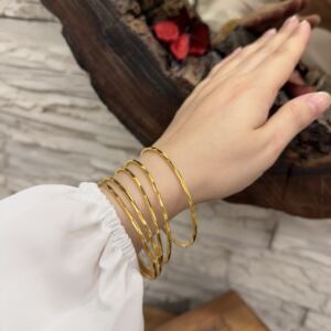 Kesik Modeli Altın Kaplama Gümüş Ajda Bilezik