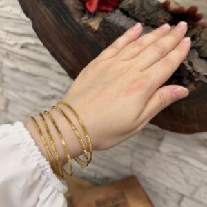 Başak Desenli Altın Kaplama Gümüş Ajda Bilezik