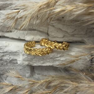 Başak Modeli Altın Kaplama Gümüş Halka Küpe