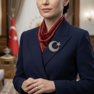 Zirkon Taşlı Ayyıldız Gümüş Bayan Broş Modeli